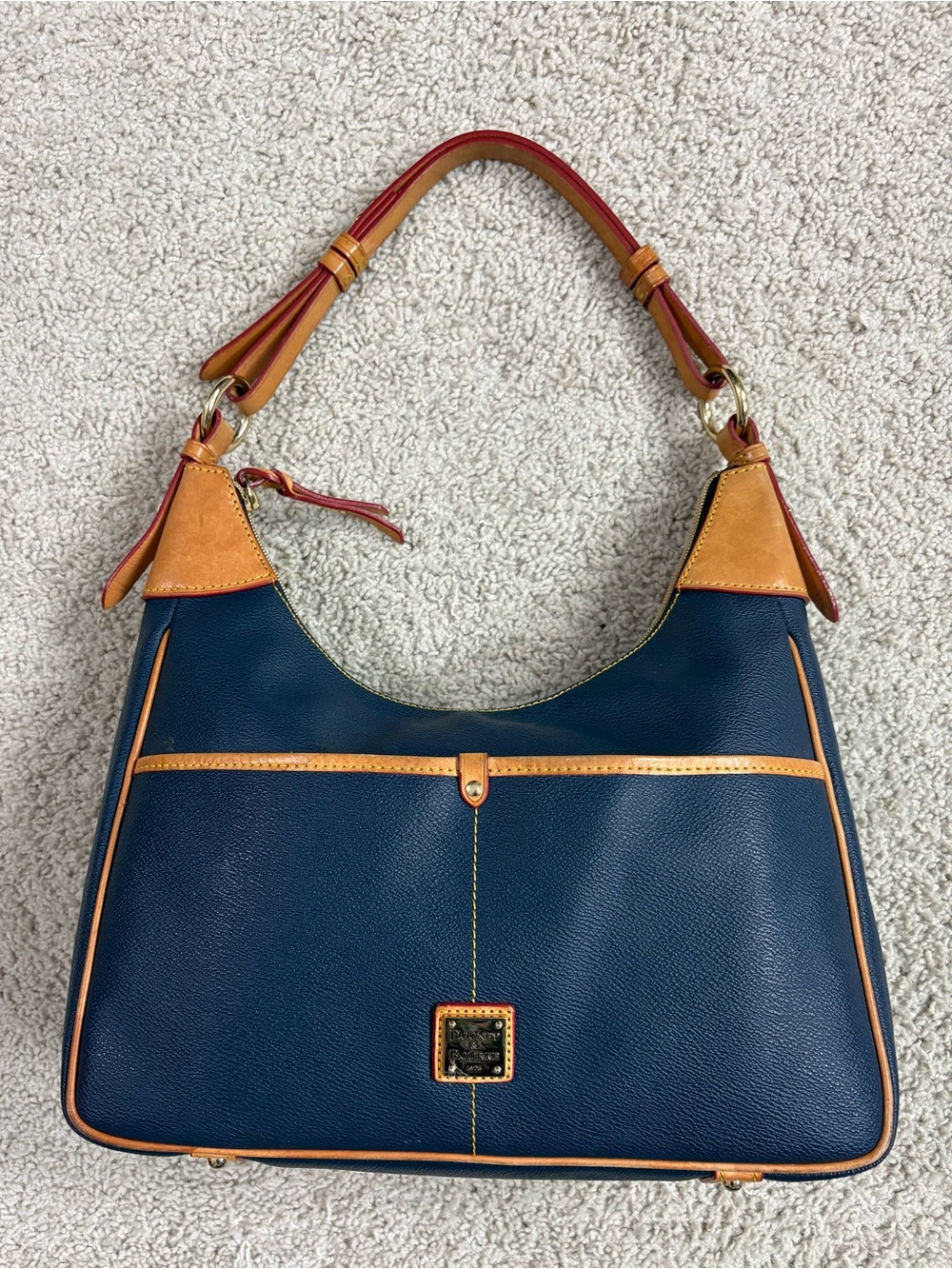 DOONEY & BOURKE Navy Blue PEBBLED Leather REBECCA Shoulder HOBO BAG Purse